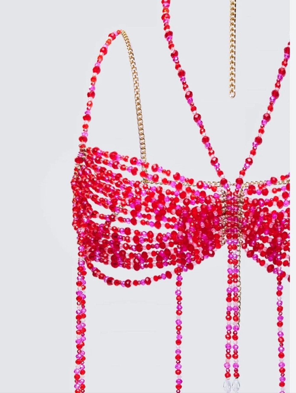 FINESSE Celestia Red Beaded Bralette Top/MSRP $78/New